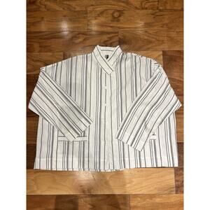 BLANQUE Lagenlook White Striped Cotton Blend Shirt Jacket Size 1